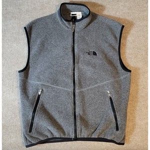 The North Face Mens Vest Grey Gray Full Zip Up Size (L) Large Sherpa Fleece
